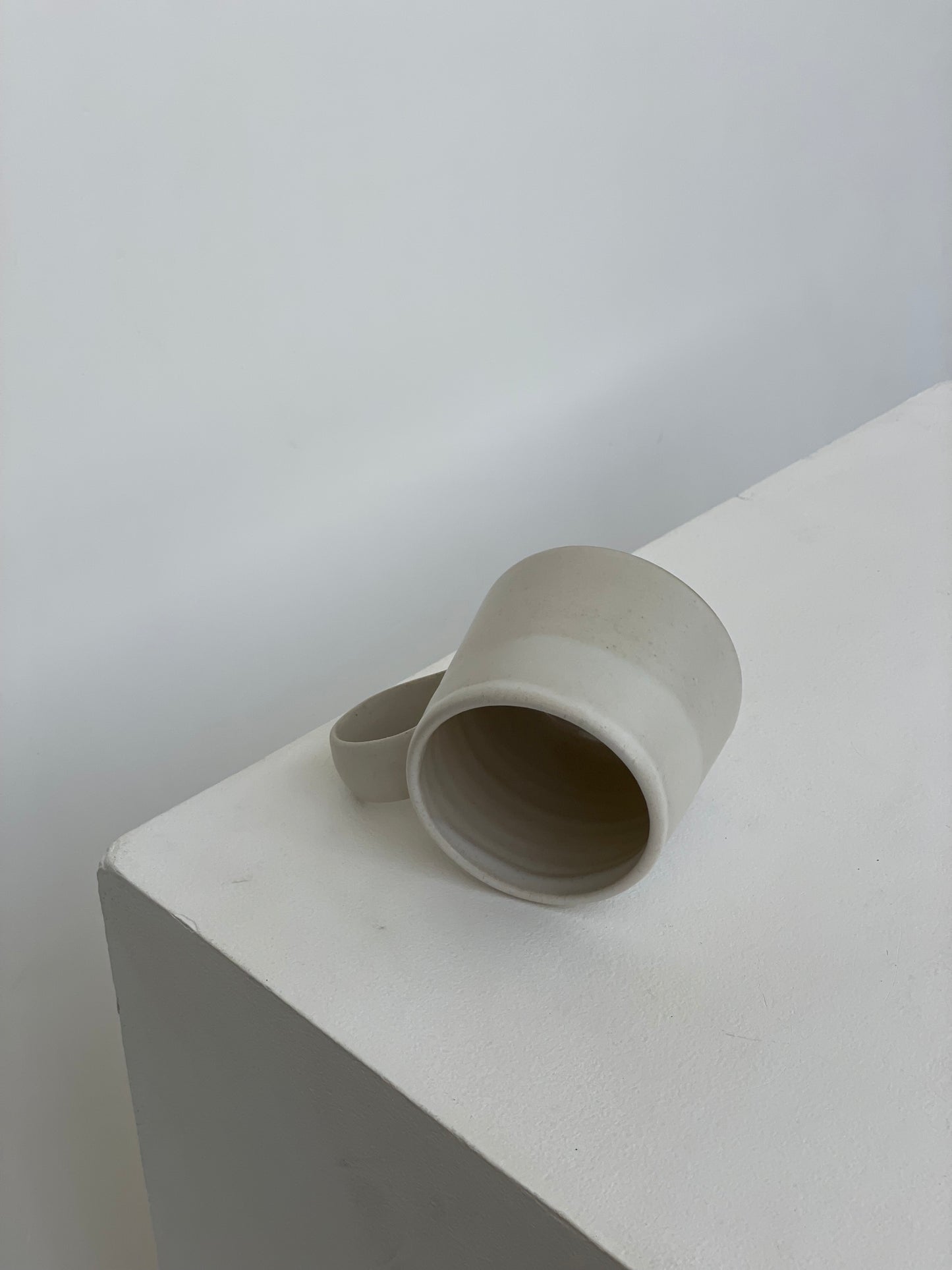 Large Loop Handled Mug - Sandy White