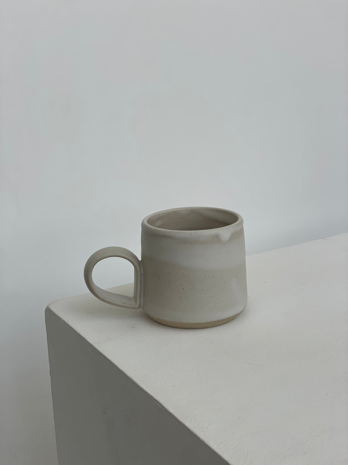 Large Loop Handled Mug - Sandy White