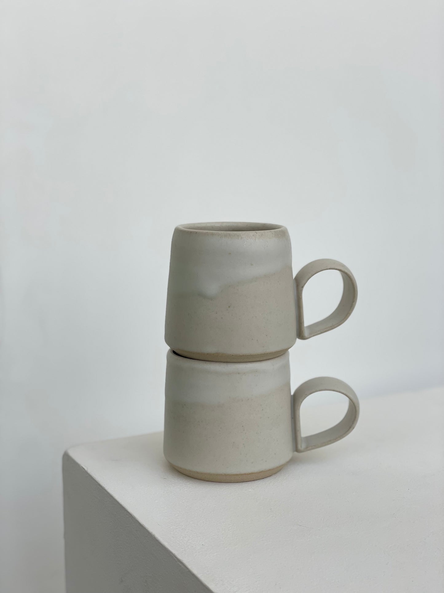 Large Loop Handled Mug - Sandy White