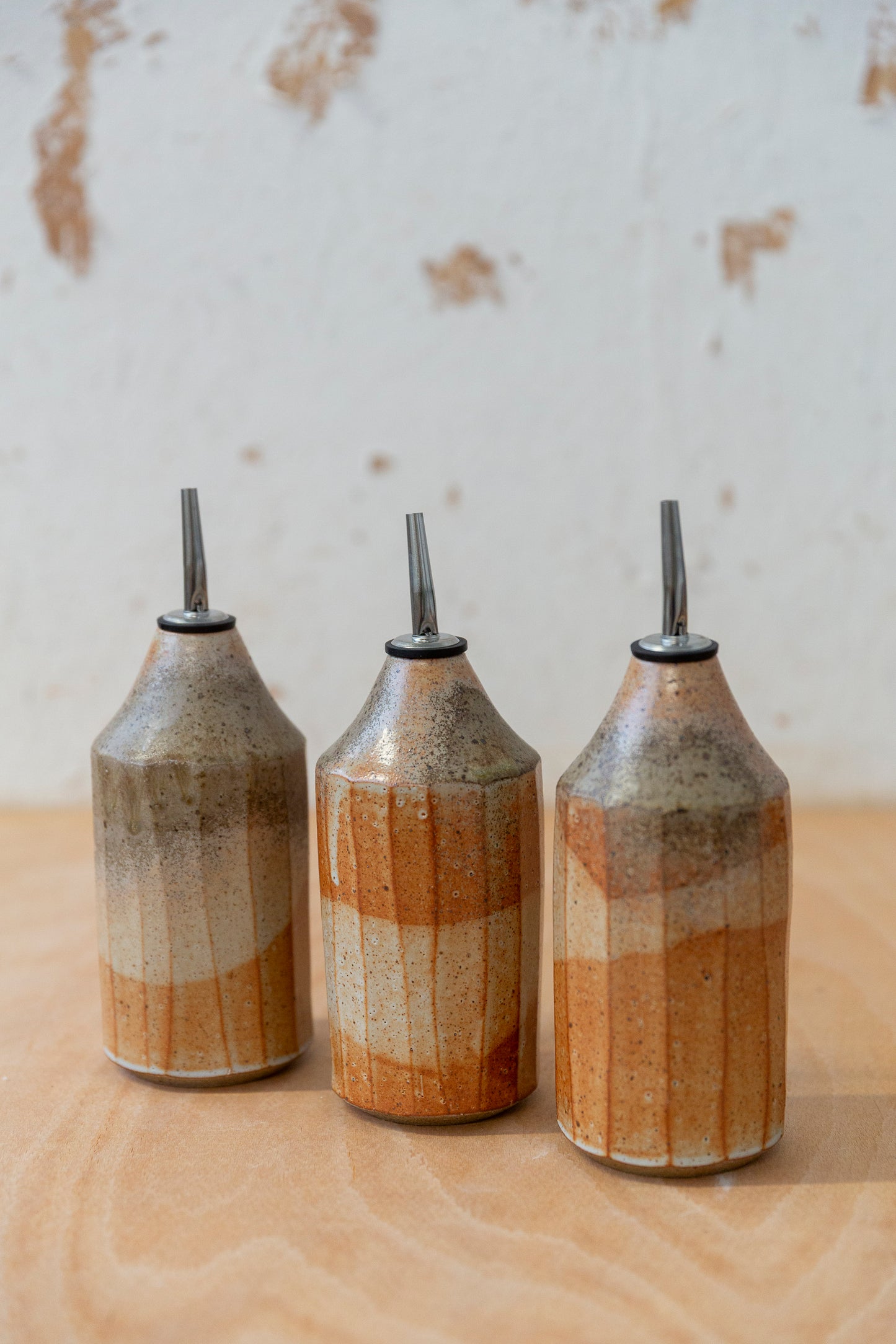 Oil Bottle - Shino + Wood Ash