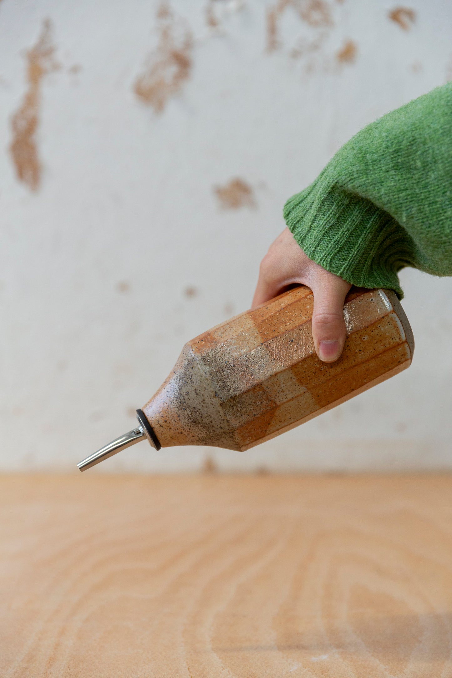 Oil Bottle - Shino + Wood Ash