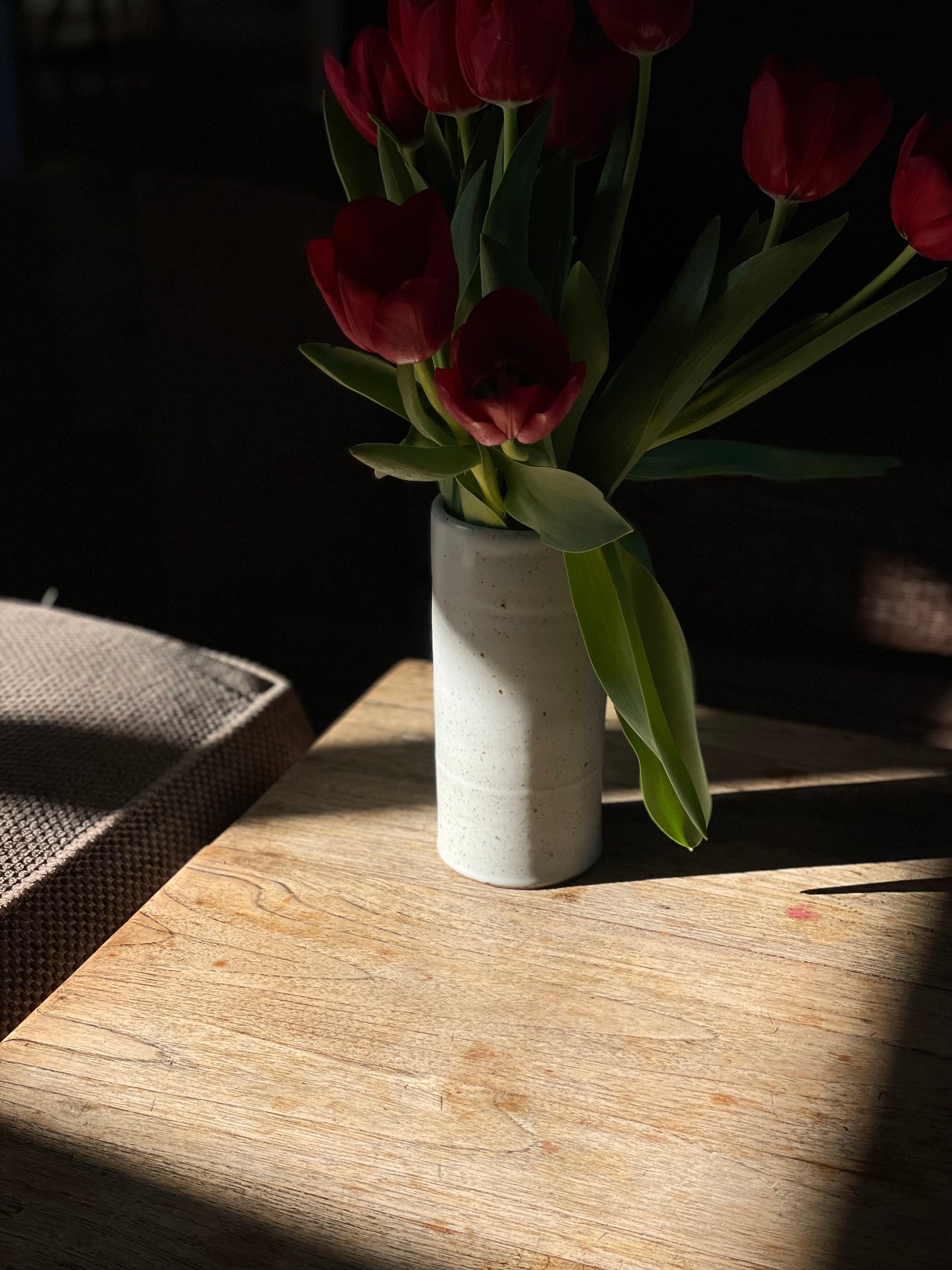 Cylinder Vase - Speckled White
