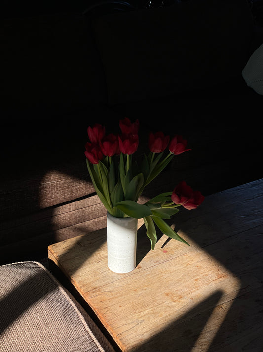 Cylinder Vase - Speckled White